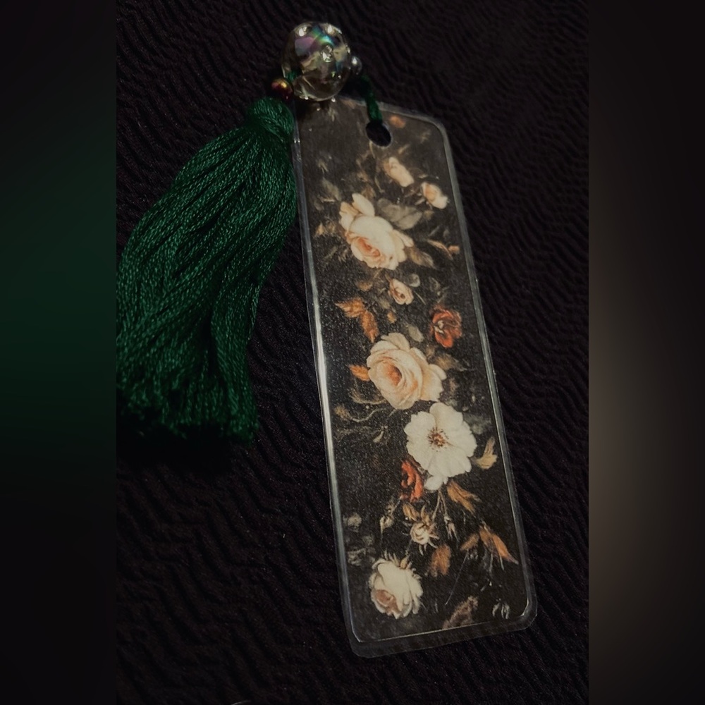 Elegant Art Bookmark with Green Tassel